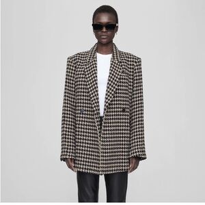 New Anine Bing Kaia Blazer Houndstooth wool